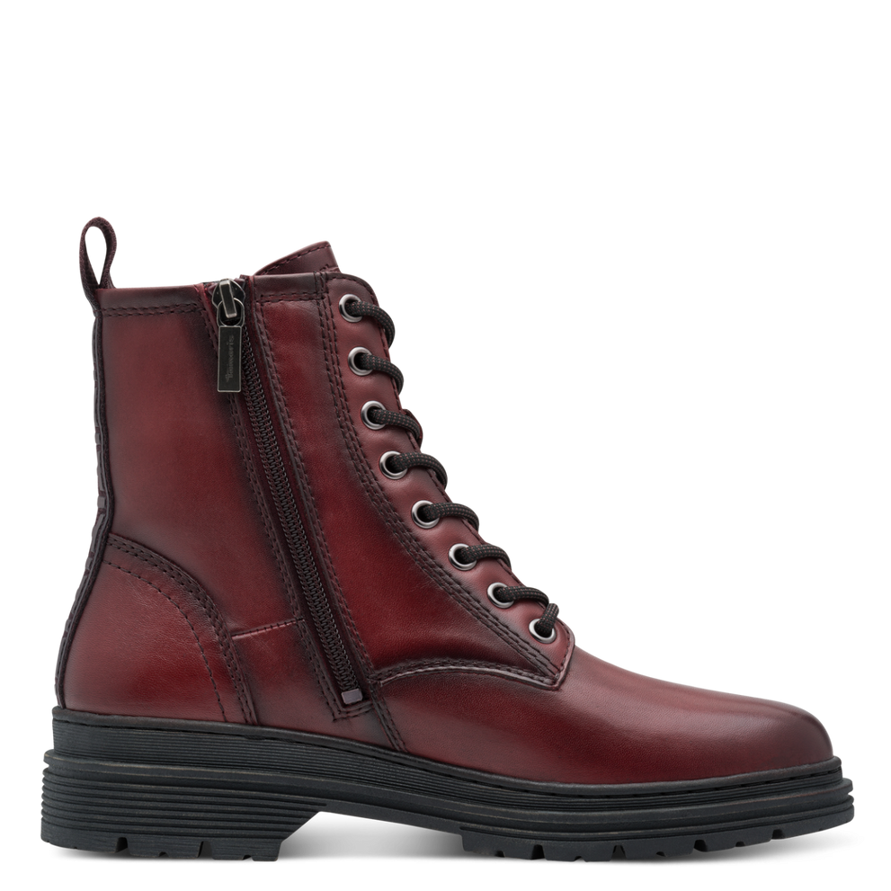 Tamaris | Leather Lace Up Ankle Boot | 25230 | Red