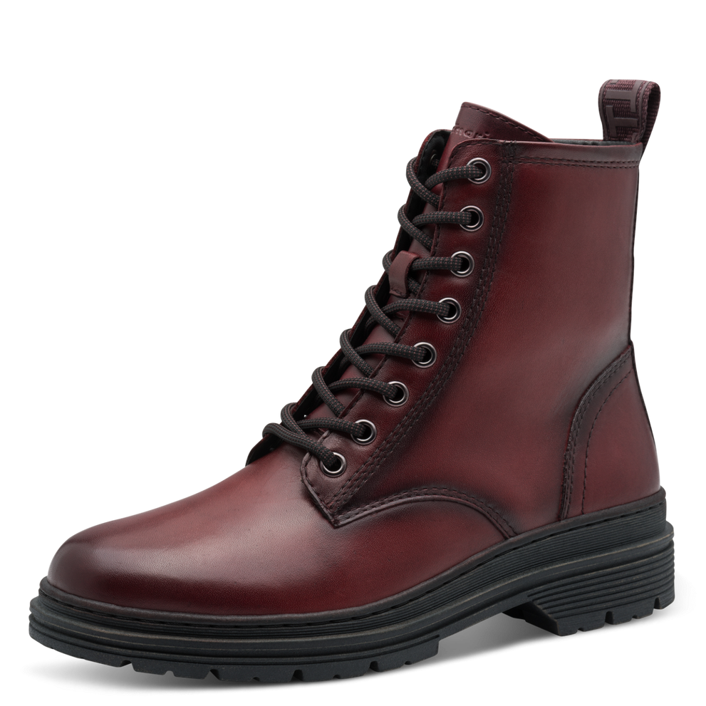 Tamaris | Leather Lace Up Ankle Boot | 25230 | Red