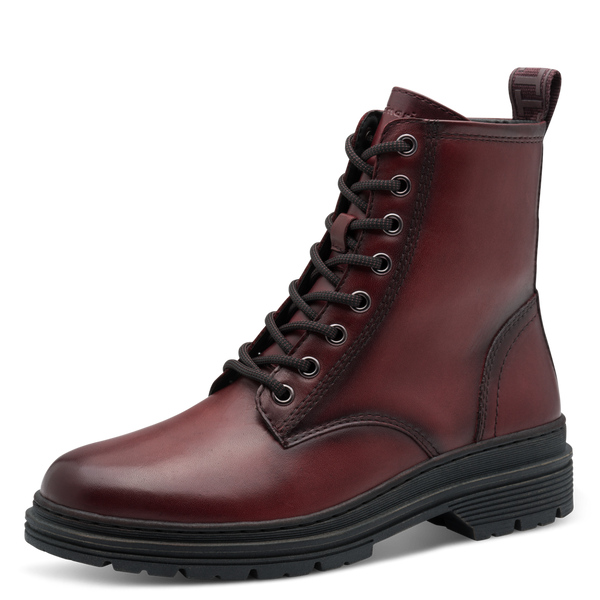 Tamaris | Leather Lace Up Ankle Boot | 25230 | Red