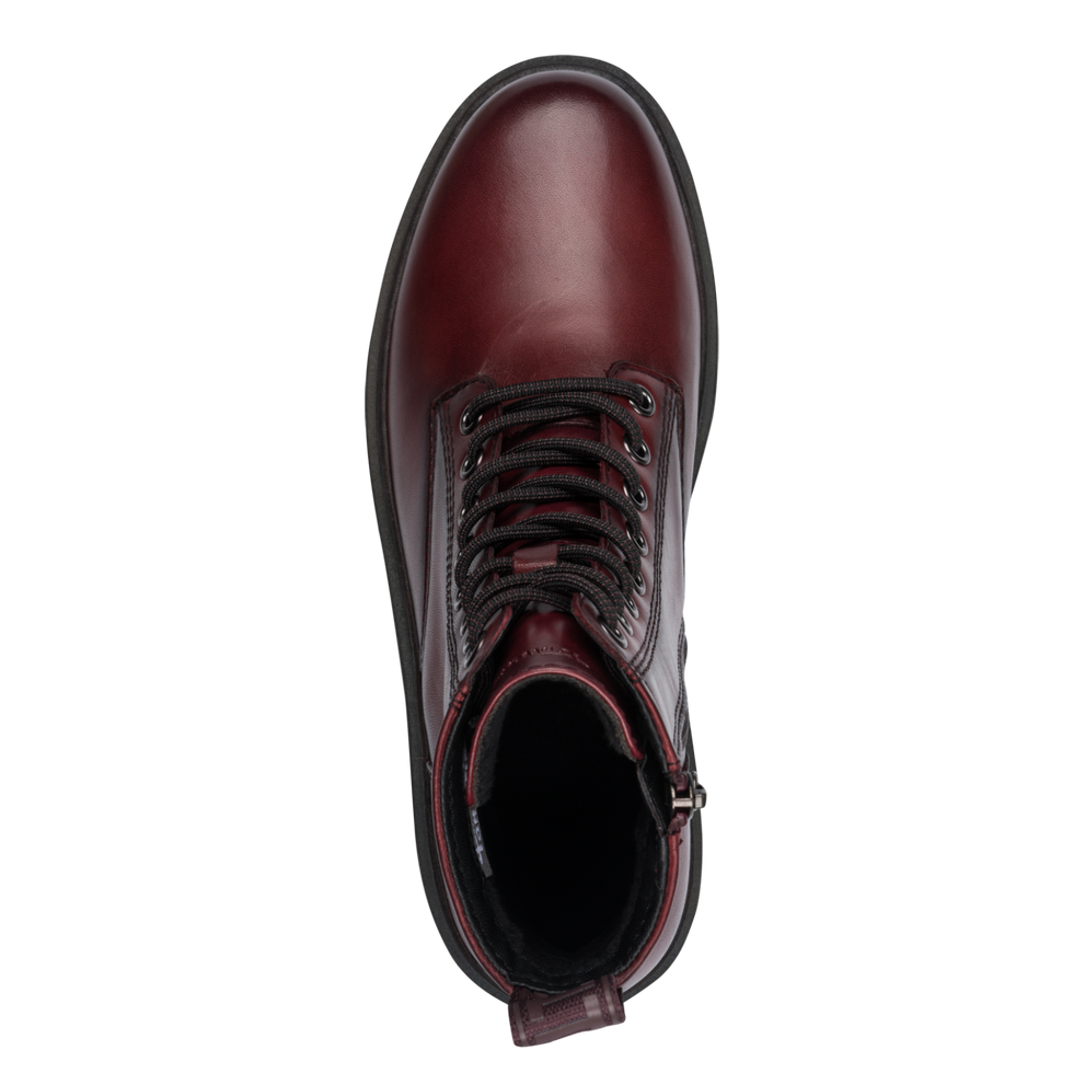 Tamaris | Leather Lace Up Ankle Boot | 25230 | Red