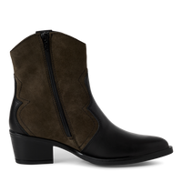Tamaris | Two Tone Leather Cowboy Boot | 25702 | Black/Olive