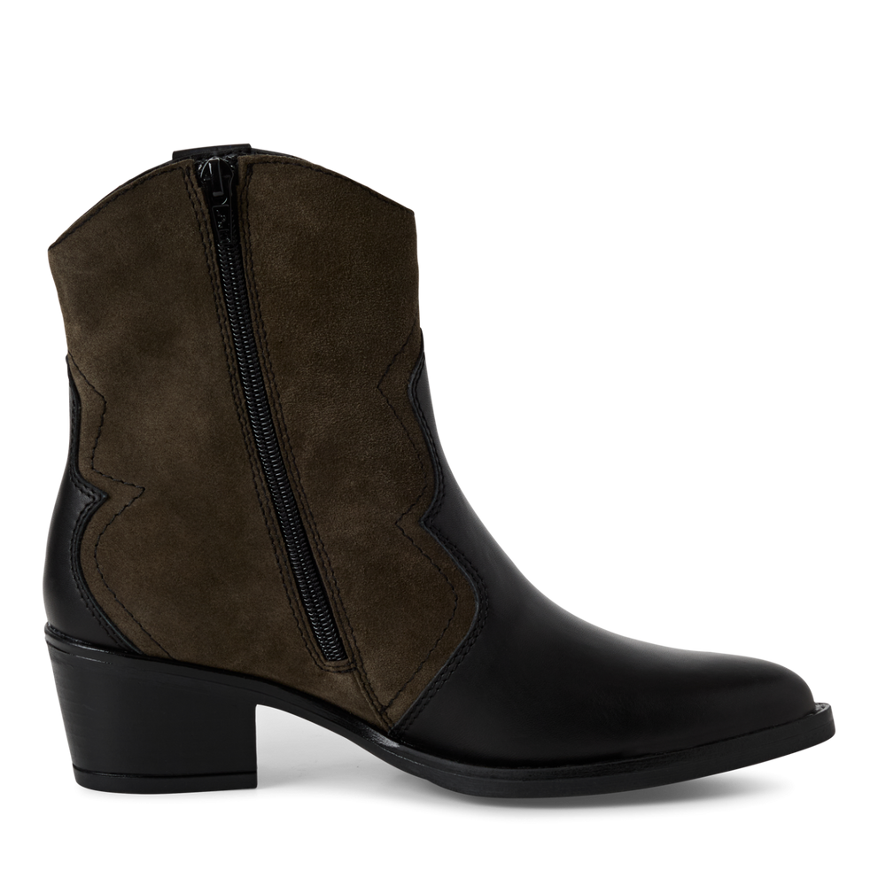 Tamaris | Two Tone Leather Cowboy Boot | 25702 | Black/Olive