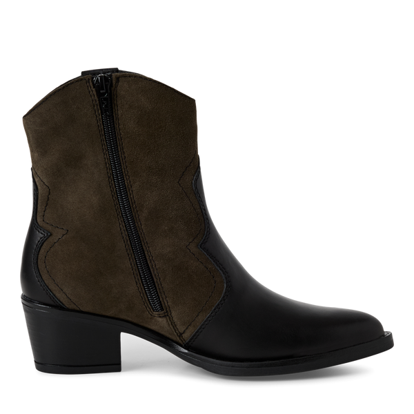 Tamaris | Two Tone Leather Cowboy Boot | 25702 | Black/Olive