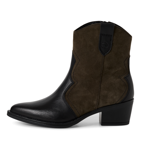 Tamaris | Two Tone Leather Cowboy Boot | 25702 | Black/Olive
