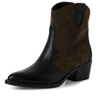 Tamaris | Two Tone Leather Cowboy Boot | 25702 | Black/Olive