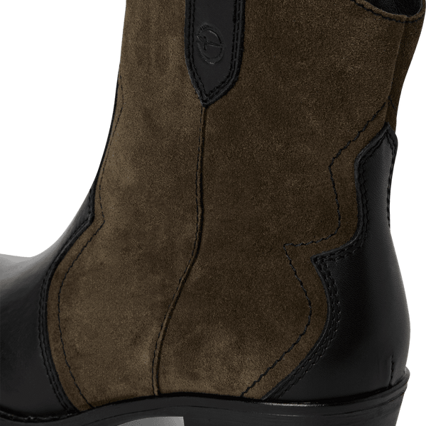 Tamaris | Two Tone Leather Cowboy Boot | 25702 | Black/Olive
