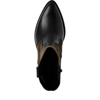 Tamaris | Two Tone Leather Cowboy Boot | 25702 | Black/Olive