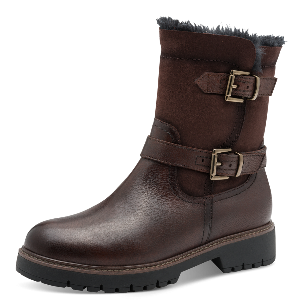 Tamaris | Fur Lined Biker Boot | 26820 | Mocca (Brown)