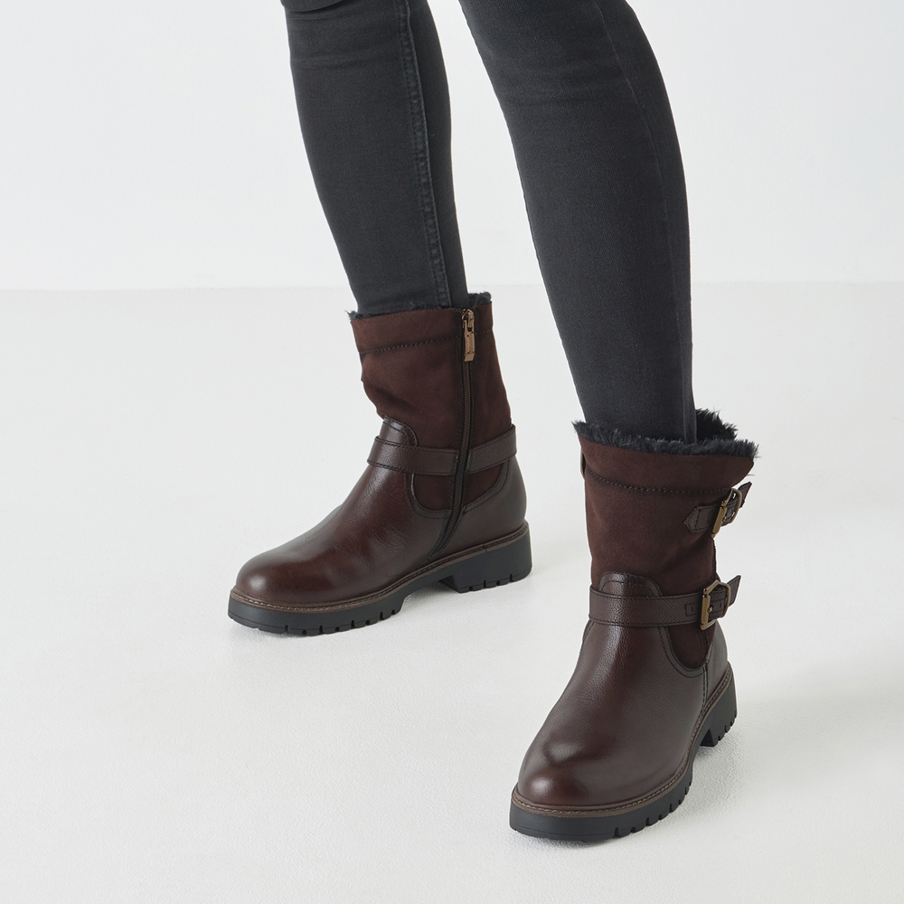 Tamaris | Fur Lined Biker Boot | 26820 | Mocca (Brown)
