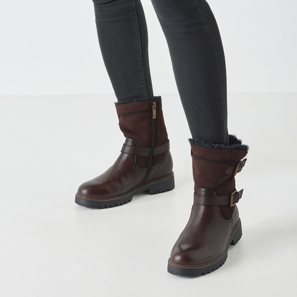 Tamaris | Fur Lined Biker Boot | 26820 | Mocca (Brown)