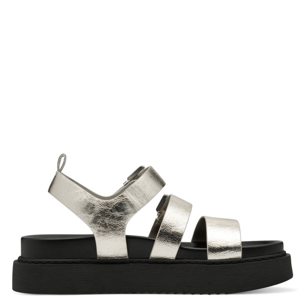 Tamaris | VEGAN Chunky Metallic Flatform Sandal | 28401 | Platinum