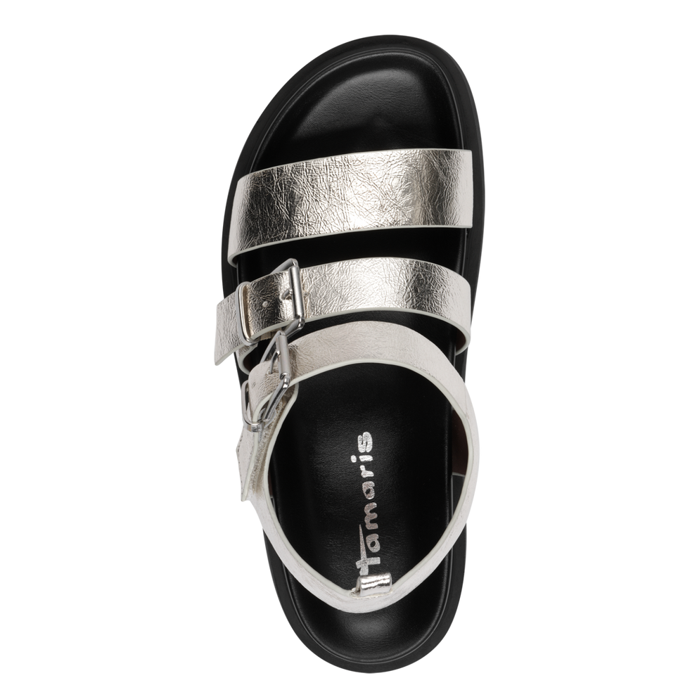 Tamaris | VEGAN Chunky Metallic Flatform Sandal | 28401 | Platinum