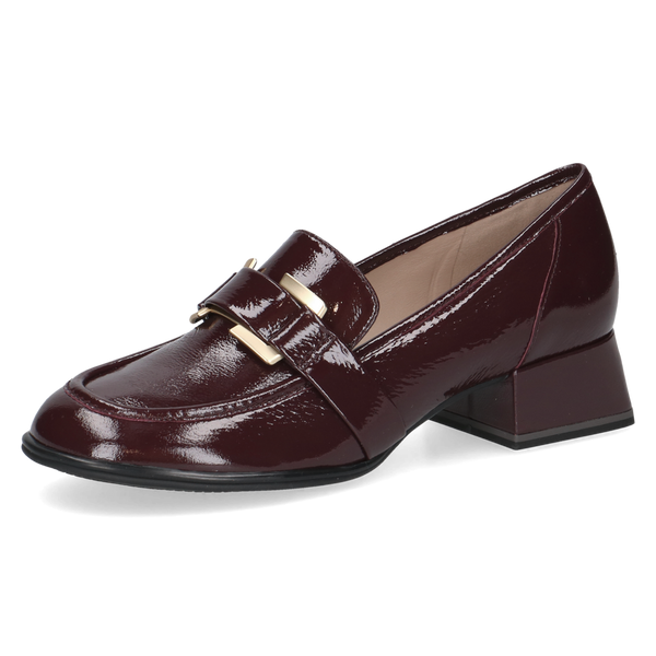 Caprice | Patent Low Heeled Loafer | 24303 | Bordeaux