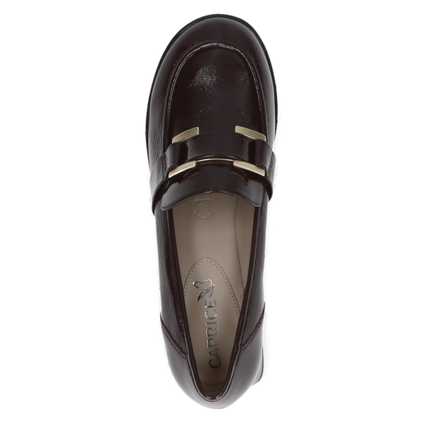 Caprice | Patent Low Heeled Loafer | 24303 | Bordeaux