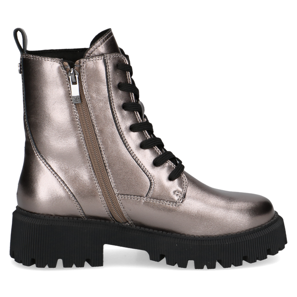 Caprice | Metallic Chunky Lace Up Boot | 26229 | Taupe Metallic