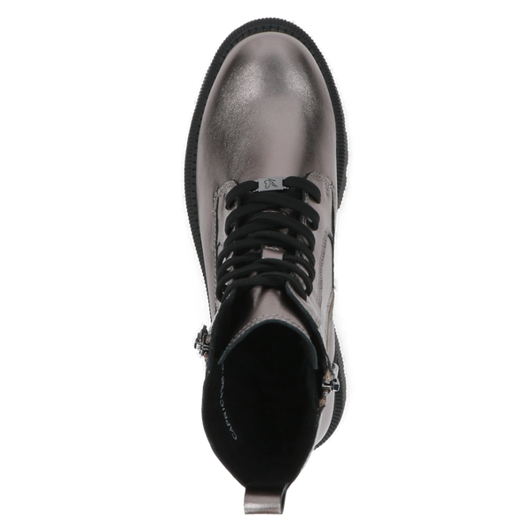 Caprice | Metallic Chunky Lace Up Boot | 26229 | Taupe Metallic