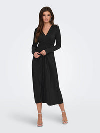 JDYBea L/S Plisse Midi Dress | Black