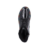 Rieker | Y3330-00 Chunky Patent Lace Up Boot | Black