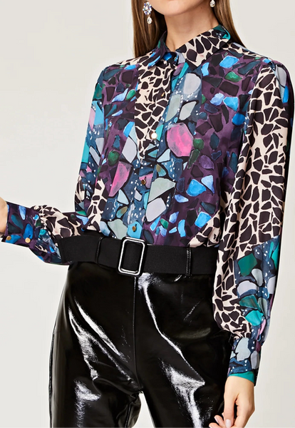 Printed Blouse with Wide Cuffs | Multi