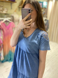Rachel Tiered Jersey T-Shirt Dress | Blue