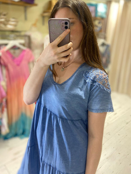 Rachel Tiered Jersey T-Shirt Dress | Blue