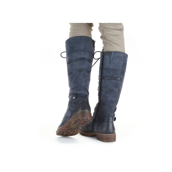 Rieker | 94732-14 Long Lace Up Boot | Dark Blue