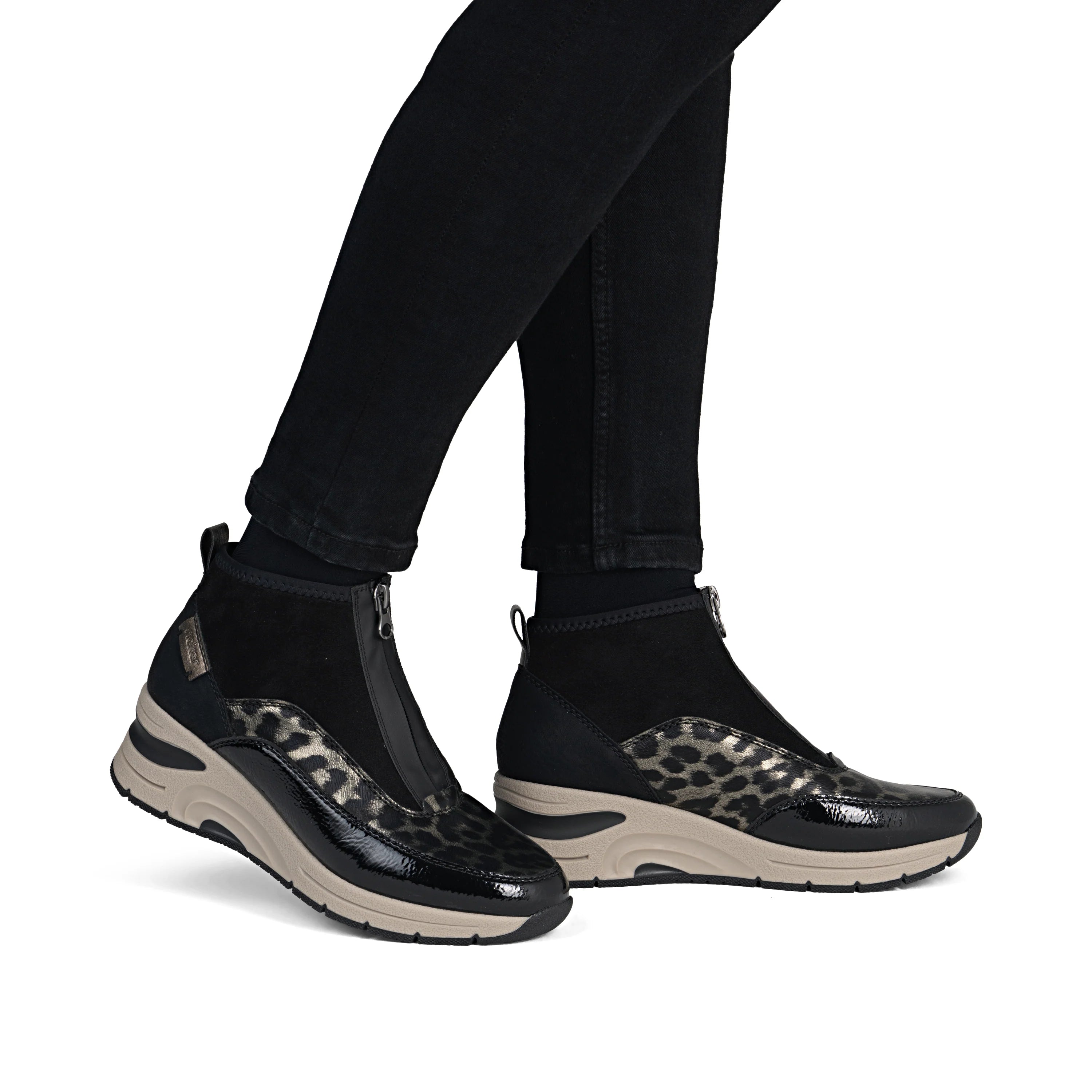 Rieker | N9362-00 Zip Front Trainer Boot | Black Multi