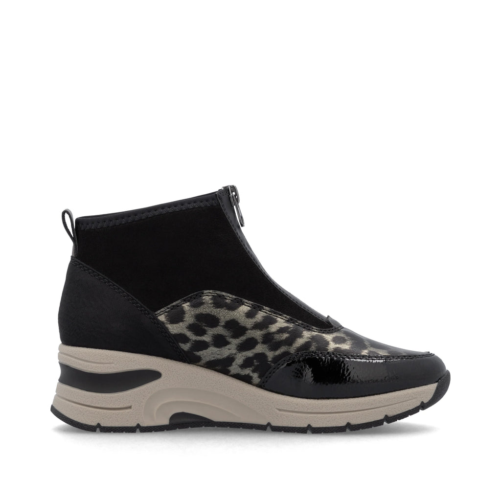 Rieker | N9362-00 Zip Front Trainer Boot | Black Multi