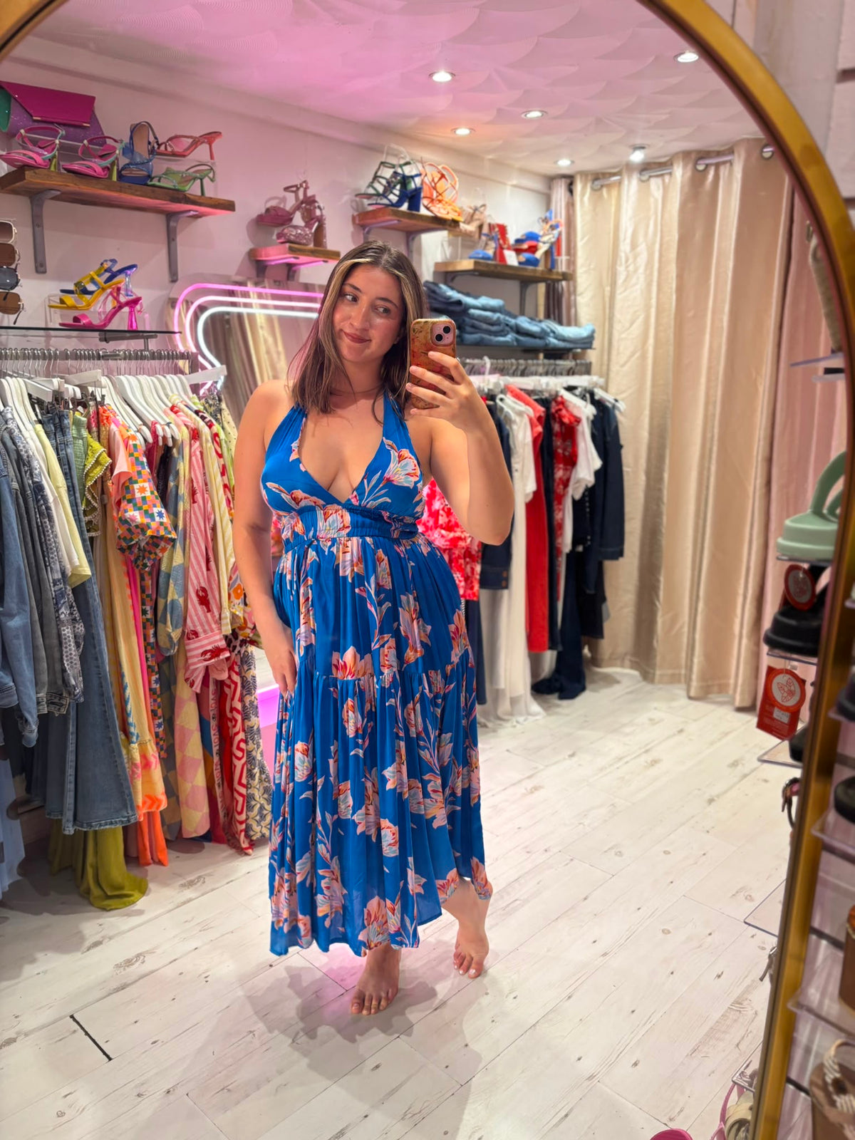 Hanna Halter Maxi Dress | Electric Blue Floral Print