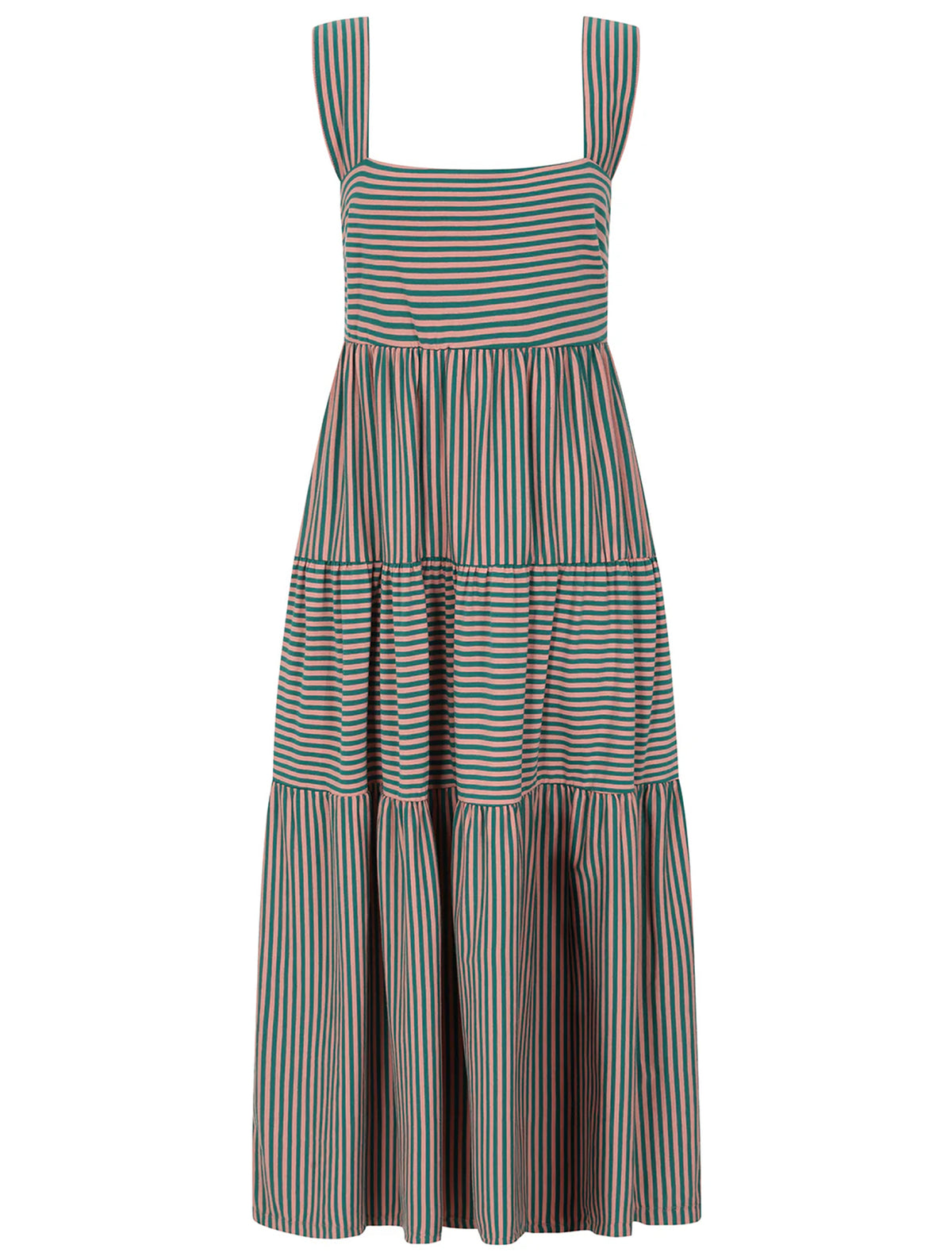 Bude Striped Tiered Sun Dress | Pink/Green