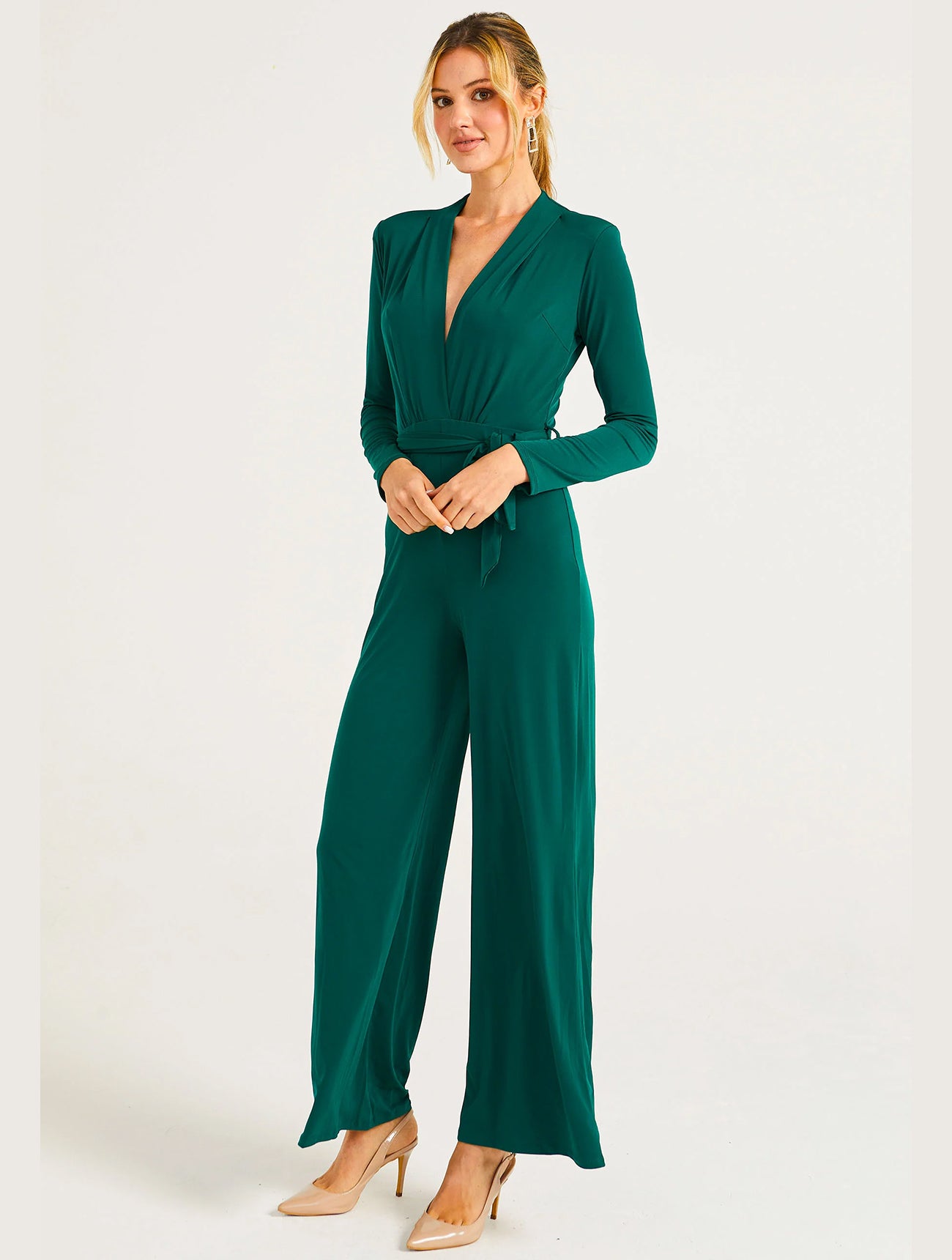 Plunging neckline jumpsuit shop