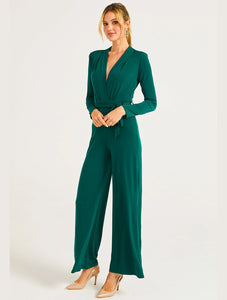 Green plunge jumpsuit sales