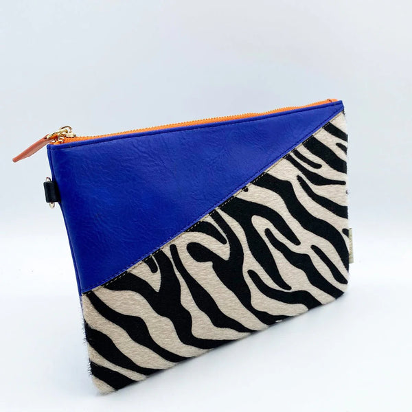Animal Print Blue Zebra Print Clutch Bag