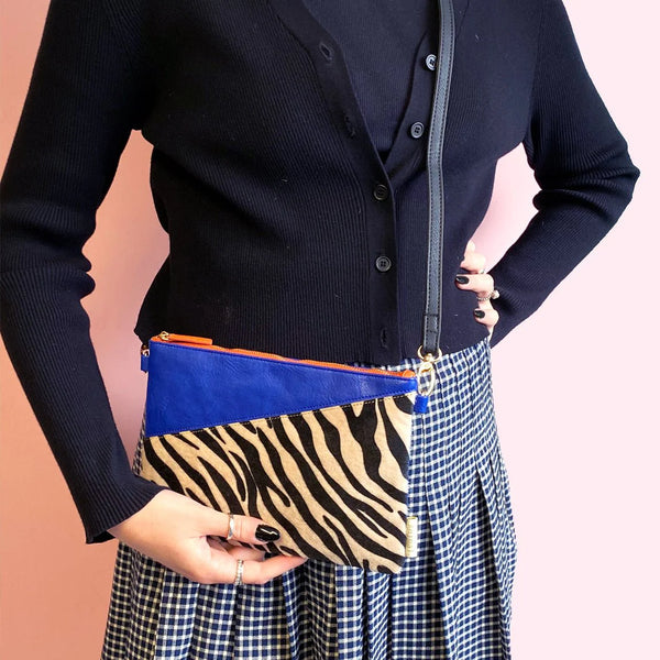 Animal Print Blue Zebra Print Clutch Bag