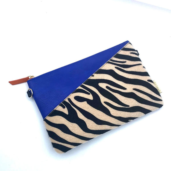 Animal Print Blue Zebra Print Clutch Bag