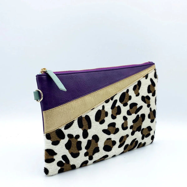 Animal Print Purple Leopard Clutch Bag