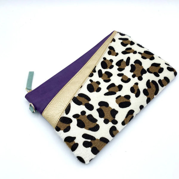 Animal Print Purple Leopard Clutch Bag