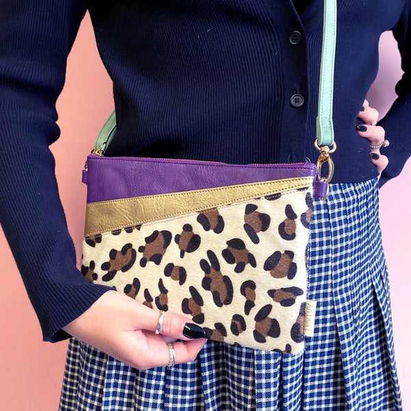 Animal Print Purple Leopard Clutch Bag