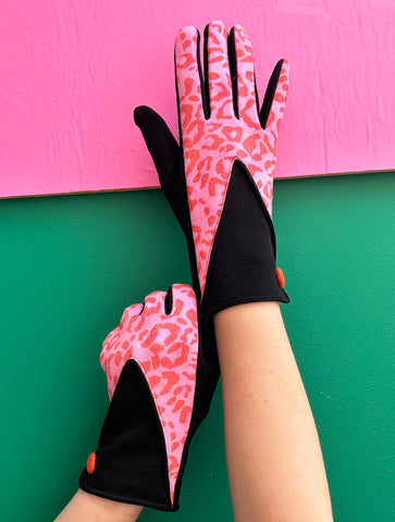 Animal Print Pink and Black Gloves