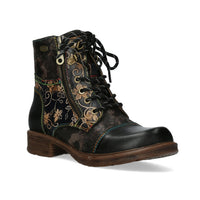 Laura Vita | Anitao 06 Embossed Leather Ankle Boot | Black Multi