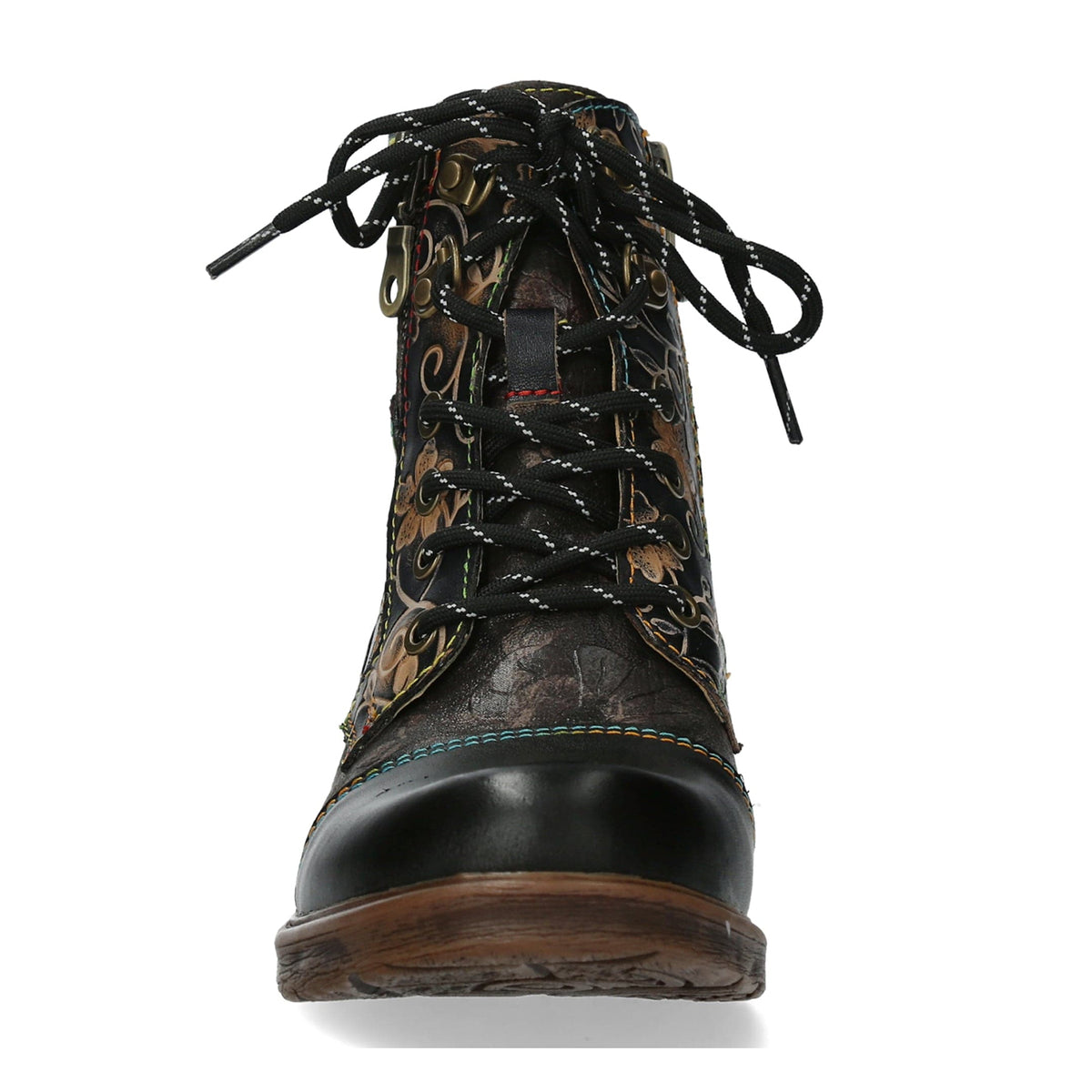 Laura Vita | Anitao 06 Embossed Leather Ankle Boot | Black Multi