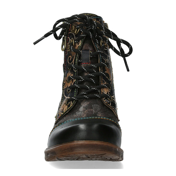 Laura Vita | Anitao 06 Embossed Leather Ankle Boot | Black Multi