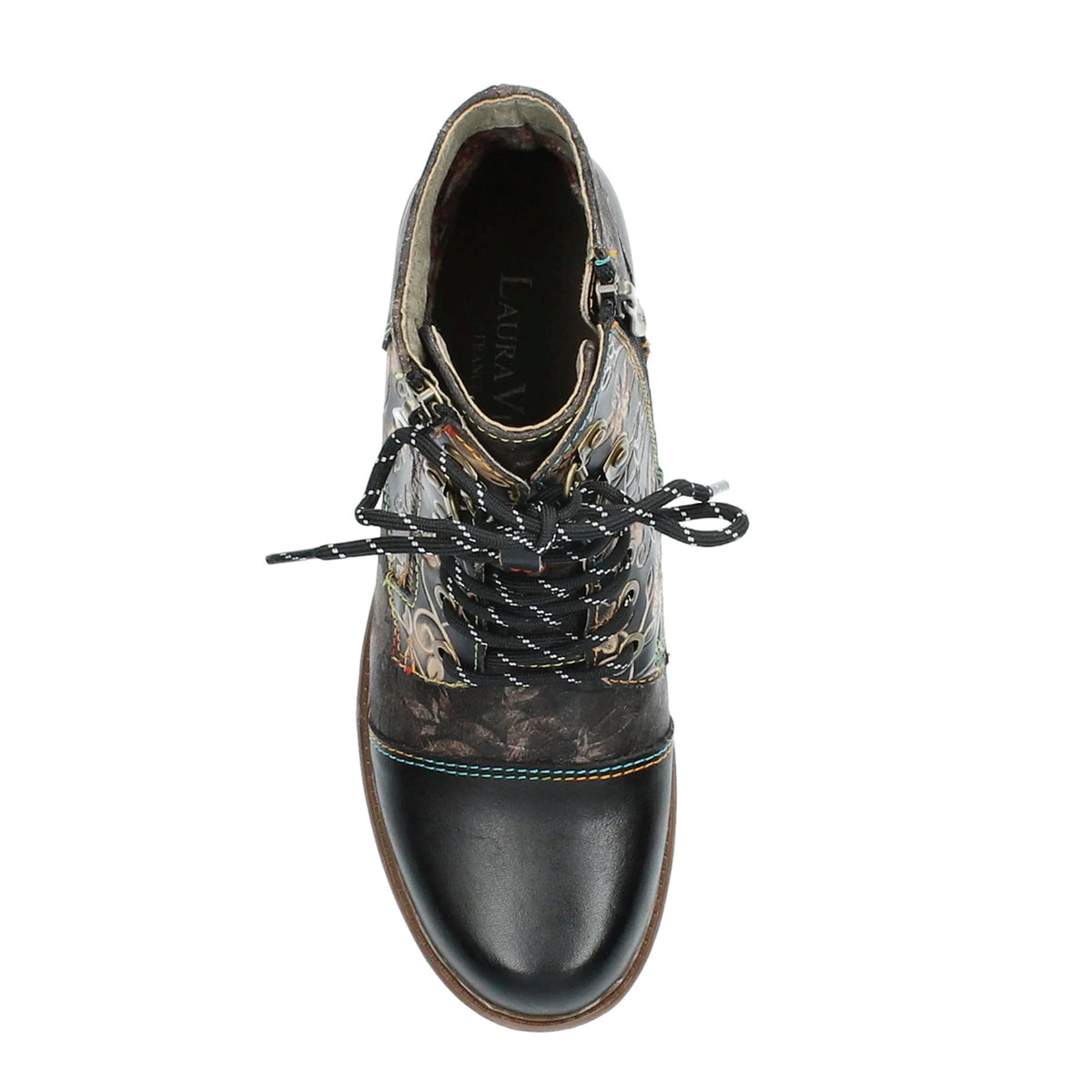 Laura Vita | Anitao 06 Embossed Leather Ankle Boot | Black Multi