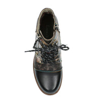 Laura Vita | Anitao 06 Embossed Leather Ankle Boot | Black Multi