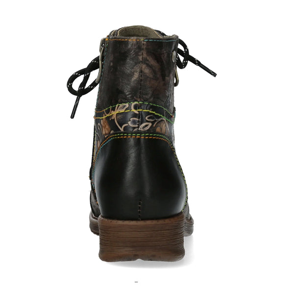 Laura Vita | Anitao 06 Embossed Leather Ankle Boot | Black Multi