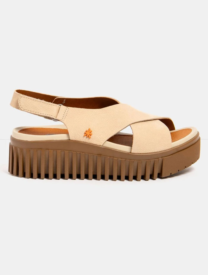 ART | 1574 Brighton Platform Sandal | Nubuck Cream-Caramel
