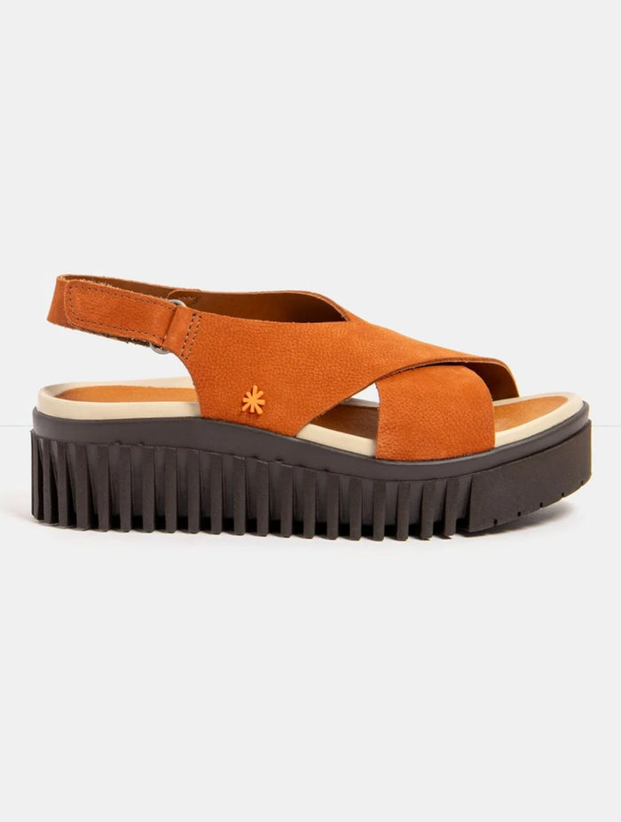 ART | 1574 Brighton Platform Sandal | Nubuck Orange/Brown