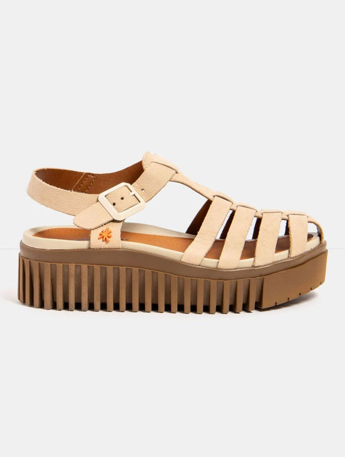 ART | 1575 Brighton Platform Gladiator Sandal | Nubuck Cream-Caramel