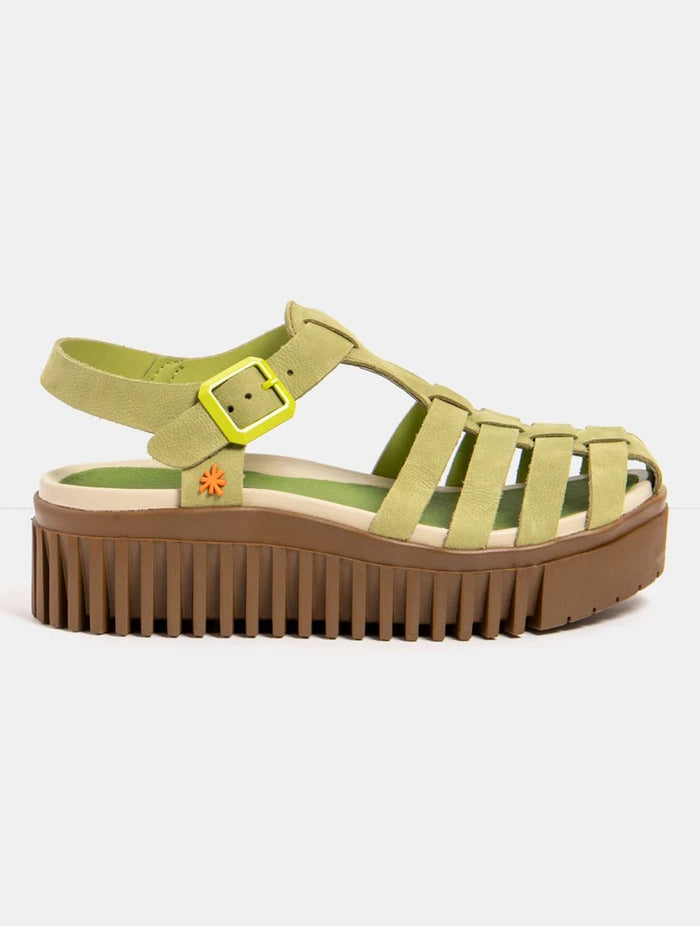 ART | 1575 Brighton Platform Gladiator Sandal | Nubuck Liken (Green)
