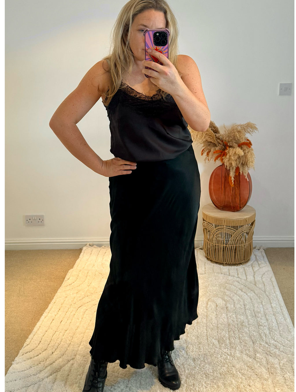 Aurora Satin Skirt | Black